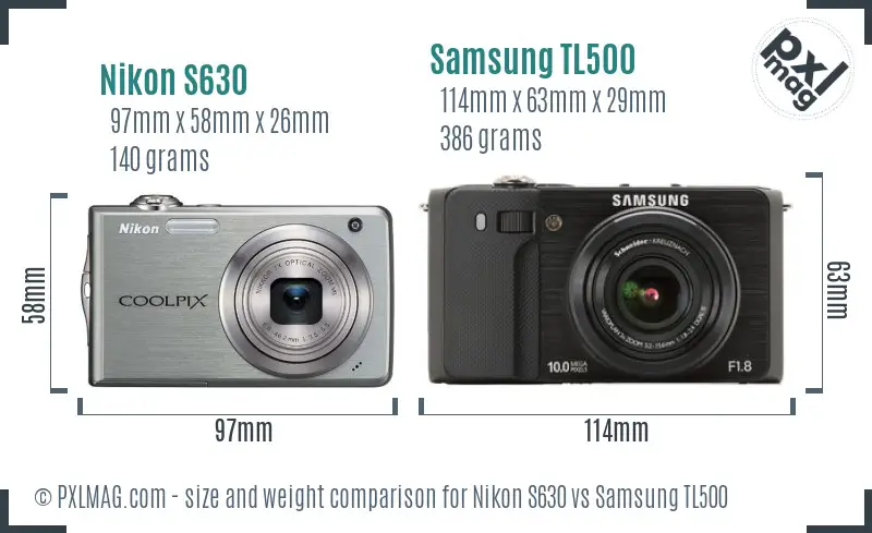 Nikon S630 vs Samsung TL500 size comparison Nikon S630 vs Samsung TL500 size comparison