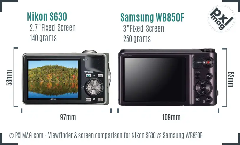 Nikon S630 vs Samsung WB850F Screen and Viewfinder comparison Nikon S630 vs Samsung WB850F Screen and Viewfinder comparison