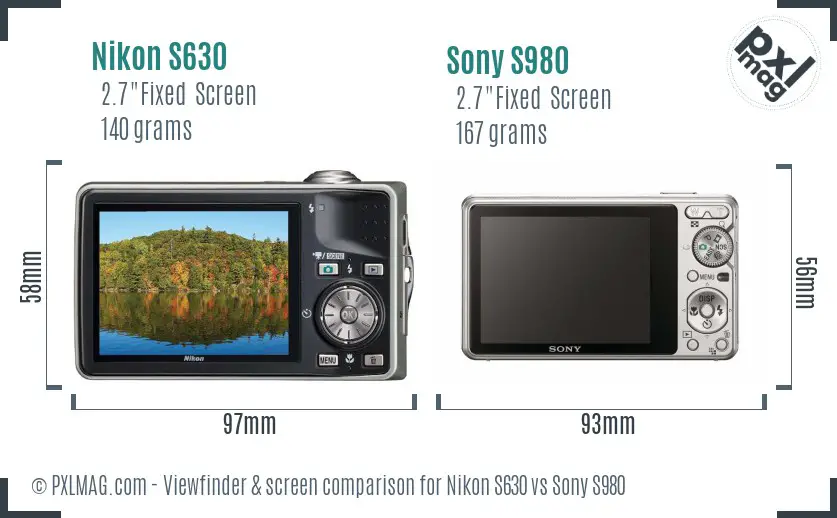 Nikon S630 vs Sony S980 Screen and Viewfinder comparison Nikon S630 vs Sony S980 Screen and Viewfinder comparison