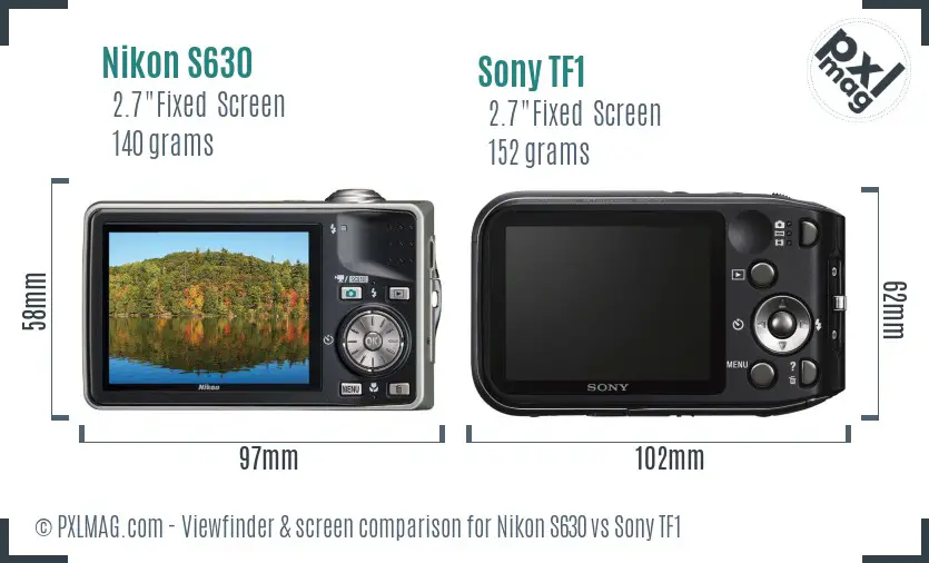 Nikon S630 vs Sony TF1 Screen and Viewfinder comparison