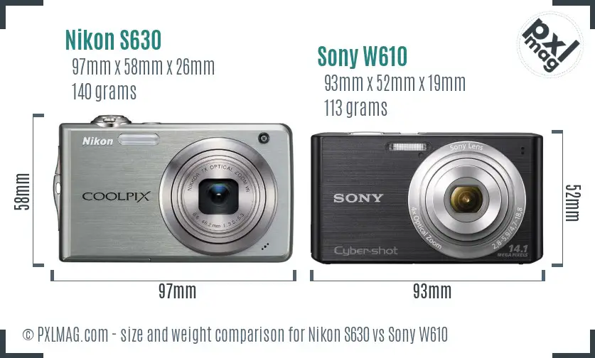 Nikon S630 vs Sony W610 size comparison Nikon S630 vs Sony W610 size comparison