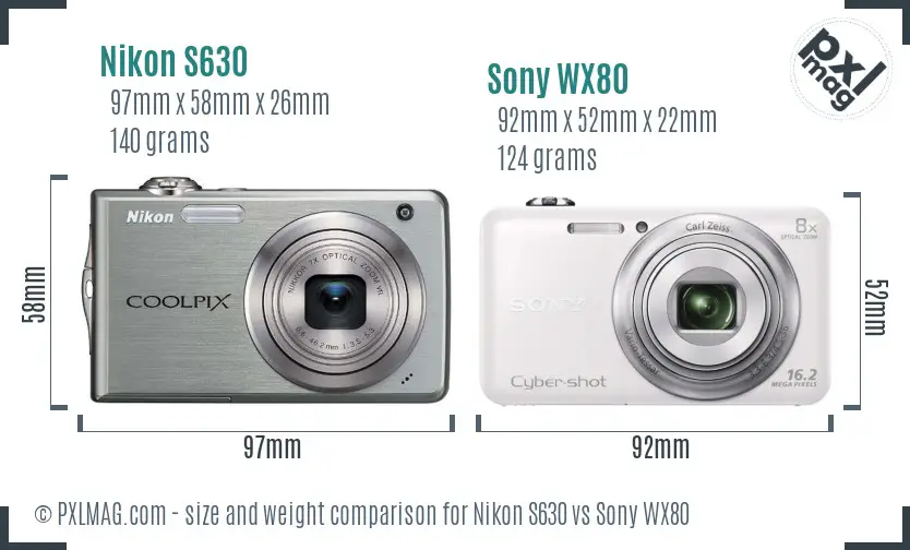Nikon S630 vs Sony WX80 size comparison Nikon S630 vs Sony WX80 size comparison