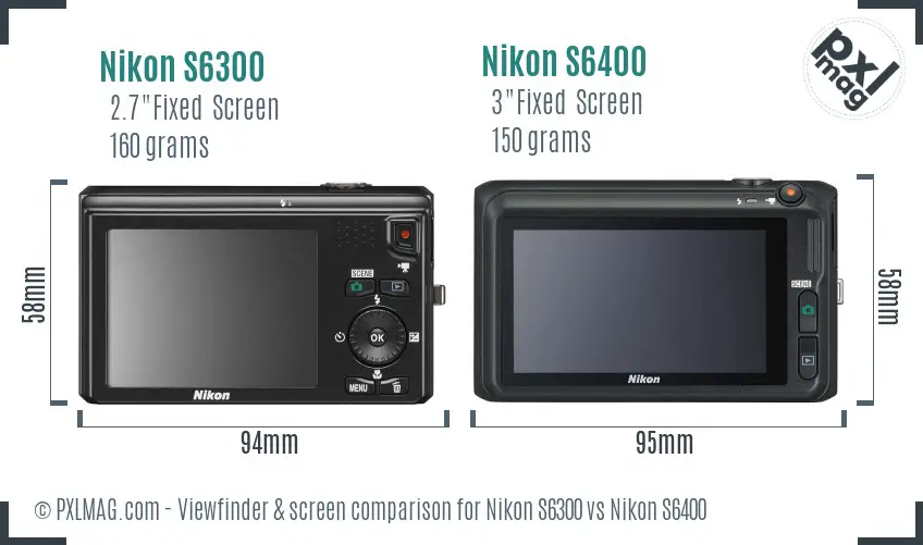 Nikon S6300 vs Nikon S6400 Screen and Viewfinder comparison