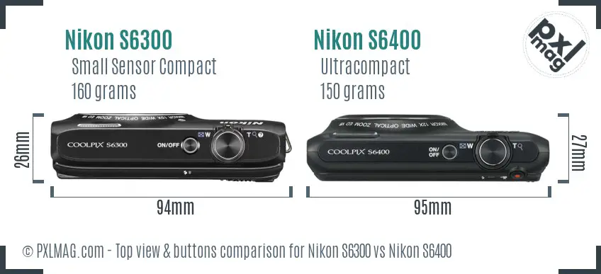 Nikon S6300 vs Nikon S6400 top view buttons comparison