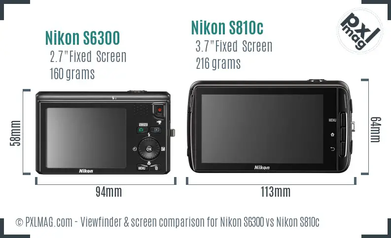 Nikon S6300 vs Nikon S810c Screen and Viewfinder comparison