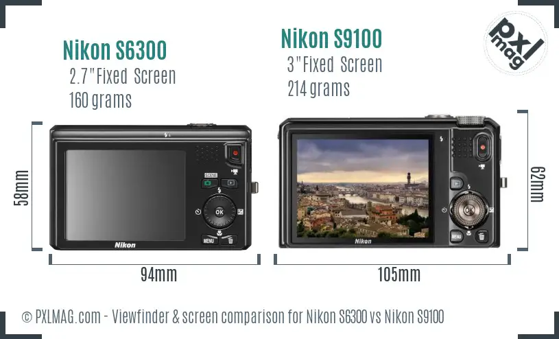 Nikon S6300 vs Nikon S9100 Screen and Viewfinder comparison