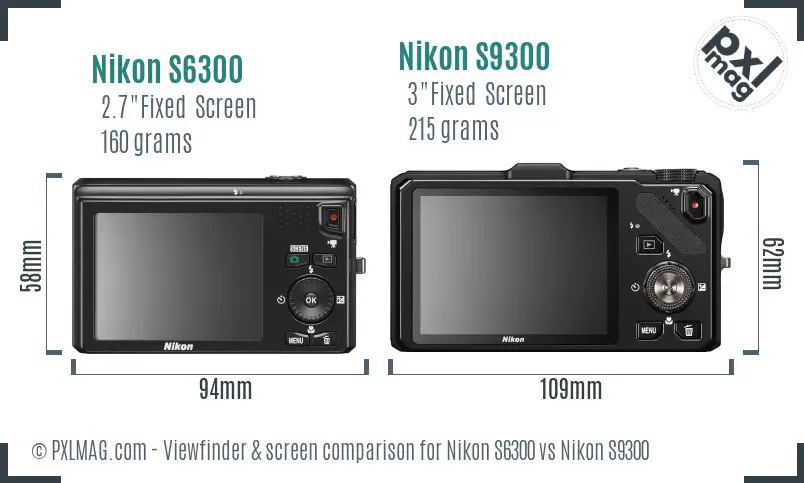 Nikon S6300 vs Nikon S9300 Screen and Viewfinder comparison