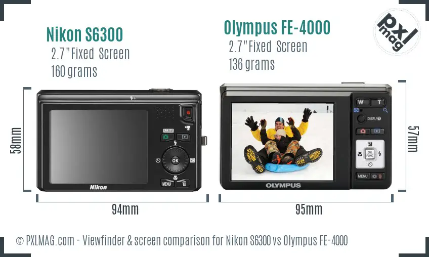 Nikon S6300 vs Olympus FE-4000 Screen and Viewfinder comparison