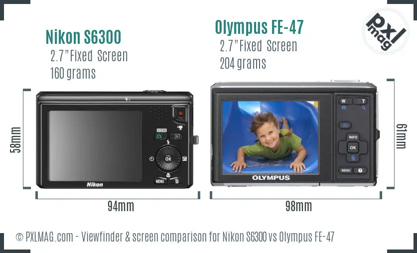 Nikon S6300 vs Olympus FE-47 Screen and Viewfinder comparison Nikon S6300 vs Olympus FE-47 Screen and Viewfinder comparison