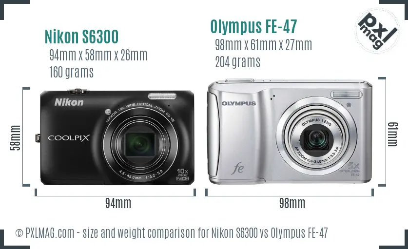 Nikon S6300 vs Olympus FE-47 size comparison Nikon S6300 vs Olympus FE-47 size comparison