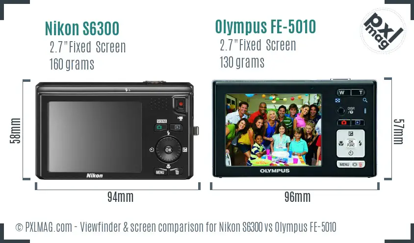 Nikon S6300 vs Olympus FE-5010 Screen and Viewfinder comparison
