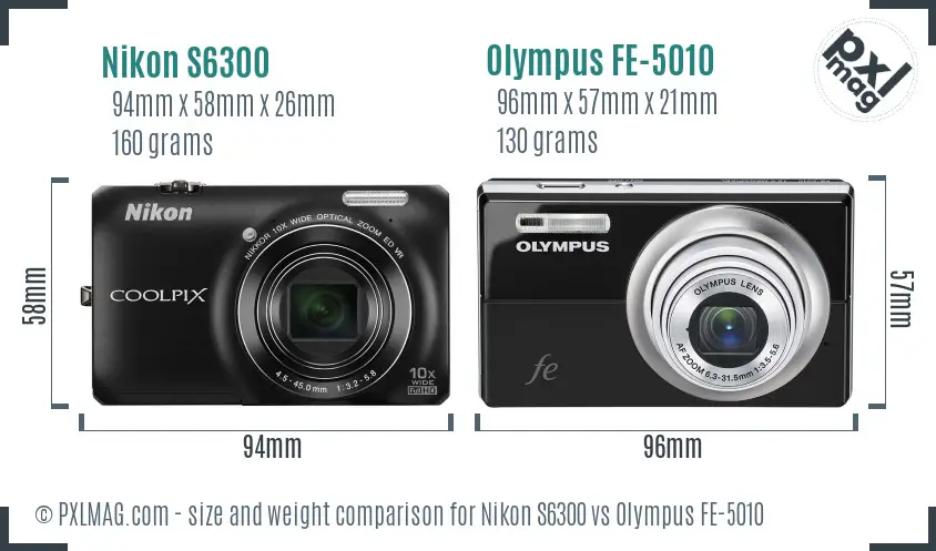 Nikon S6300 vs Olympus FE-5010 size comparison