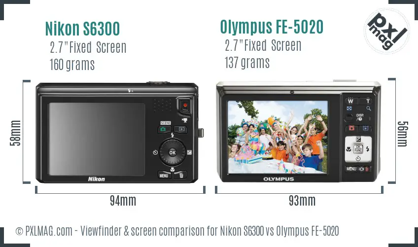 Nikon S6300 vs Olympus FE-5020 Screen and Viewfinder comparison