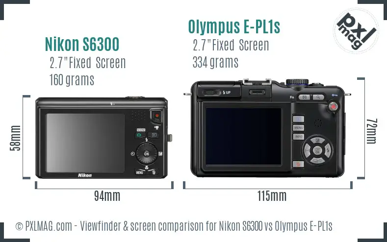 Nikon S6300 vs Olympus E-PL1s Screen and Viewfinder comparison