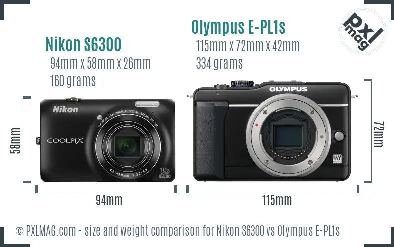 Nikon S6300 vs Olympus E-PL1s size comparison