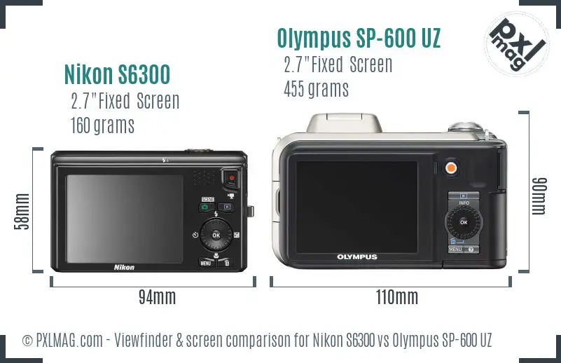 Nikon S6300 vs Olympus SP-600 UZ Screen and Viewfinder comparison