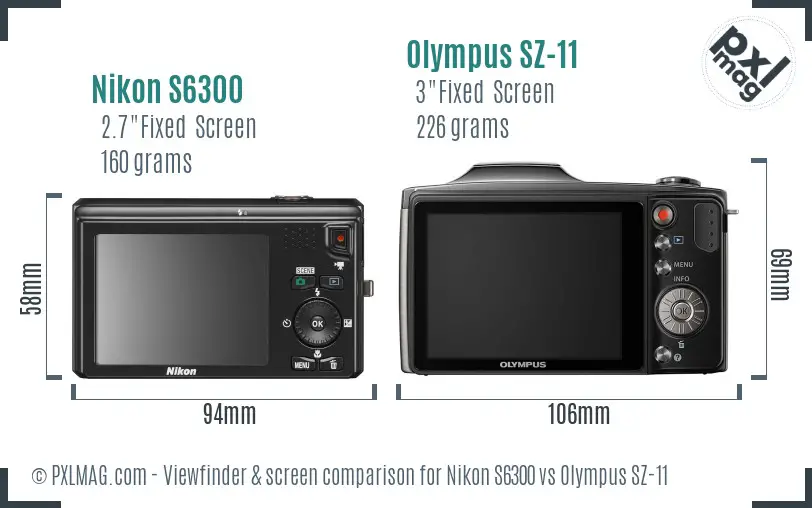 Nikon S6300 vs Olympus SZ-11 Screen and Viewfinder comparison