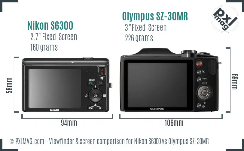 Nikon S6300 vs Olympus SZ-30MR Screen and Viewfinder comparison Nikon S6300 vs Olympus SZ-30MR Screen and Viewfinder comparison