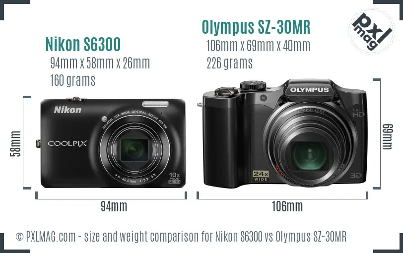 Nikon S6300 vs Olympus SZ-30MR size comparison Nikon S6300 vs Olympus SZ-30MR size comparison