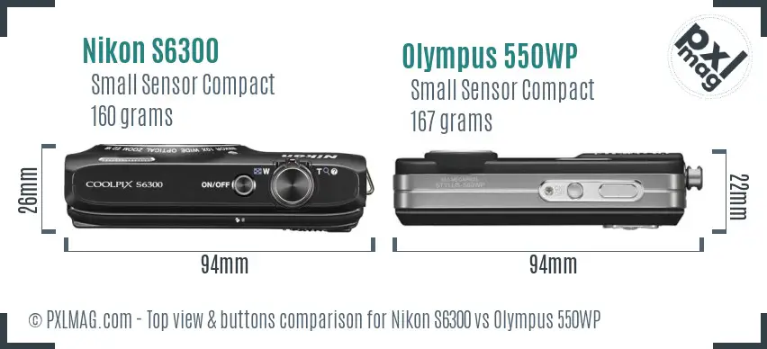 Nikon S6300 vs Olympus 550WP top view buttons comparison