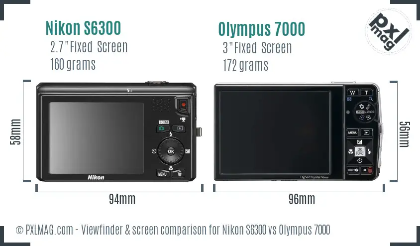 Nikon S6300 vs Olympus 7000 Screen and Viewfinder comparison