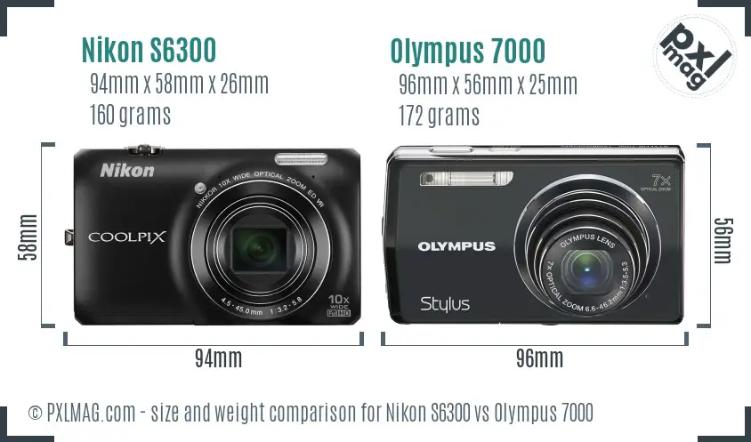 Nikon S6300 vs Olympus 7000 size comparison