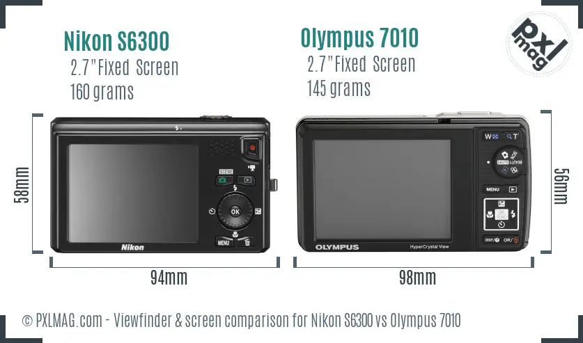 Nikon S6300 vs Olympus 7010 Screen and Viewfinder comparison