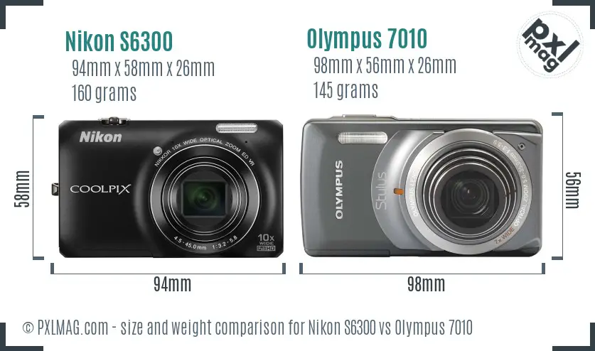 Nikon S6300 vs Olympus 7010 size comparison