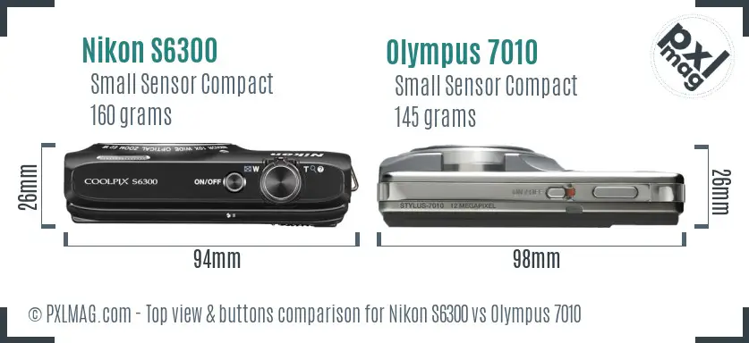 Nikon S6300 vs Olympus 7010 top view buttons comparison