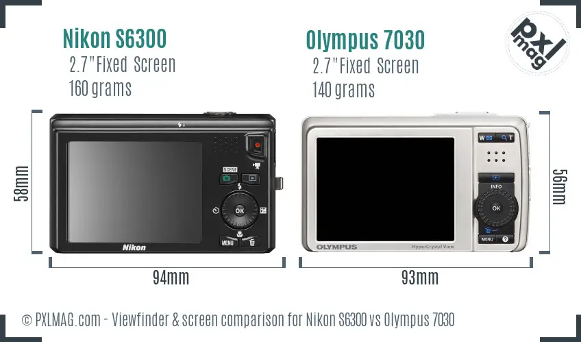 Nikon S6300 vs Olympus 7030 Screen and Viewfinder comparison