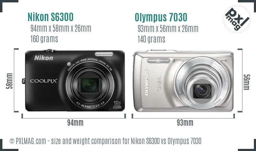 Nikon S6300 vs Olympus 7030 size comparison