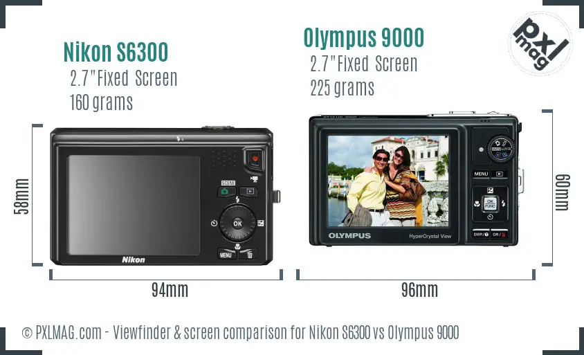 Nikon S6300 vs Olympus 9000 Screen and Viewfinder comparison