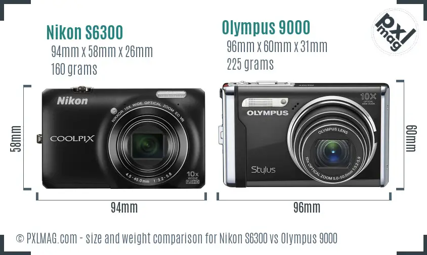 Nikon S6300 vs Olympus 9000 size comparison