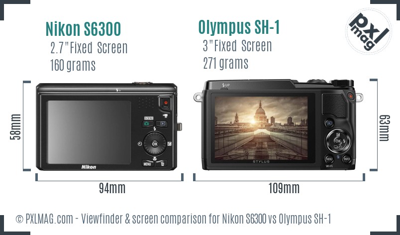 Nikon S6300 vs Olympus SH-1 Screen and Viewfinder comparison