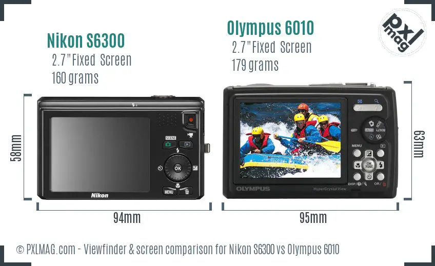 Nikon S6300 vs Olympus 6010 Screen and Viewfinder comparison