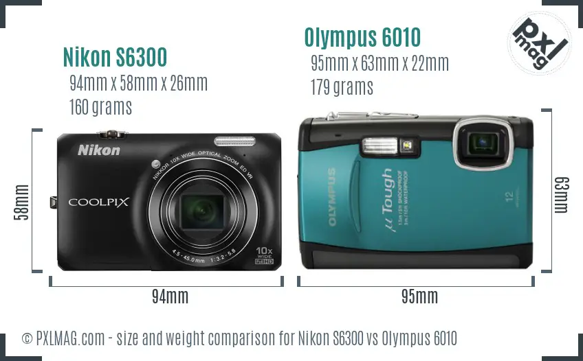 Nikon S6300 vs Olympus 6010 size comparison