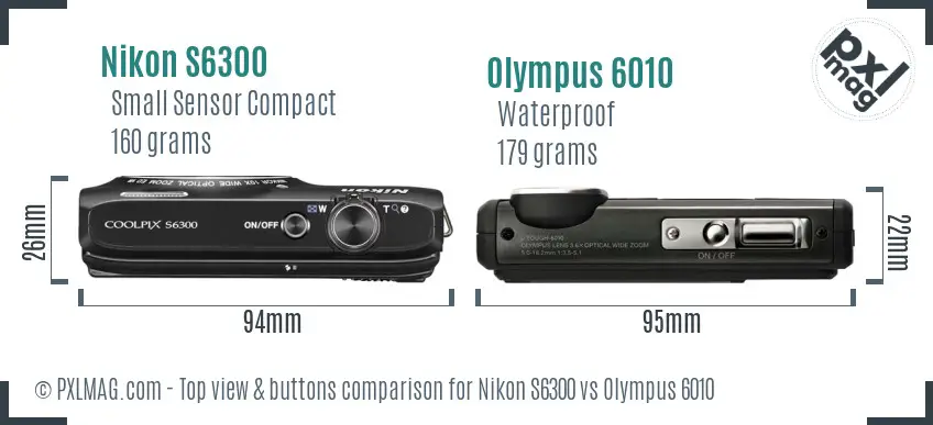 Nikon S6300 vs Olympus 6010 top view buttons comparison