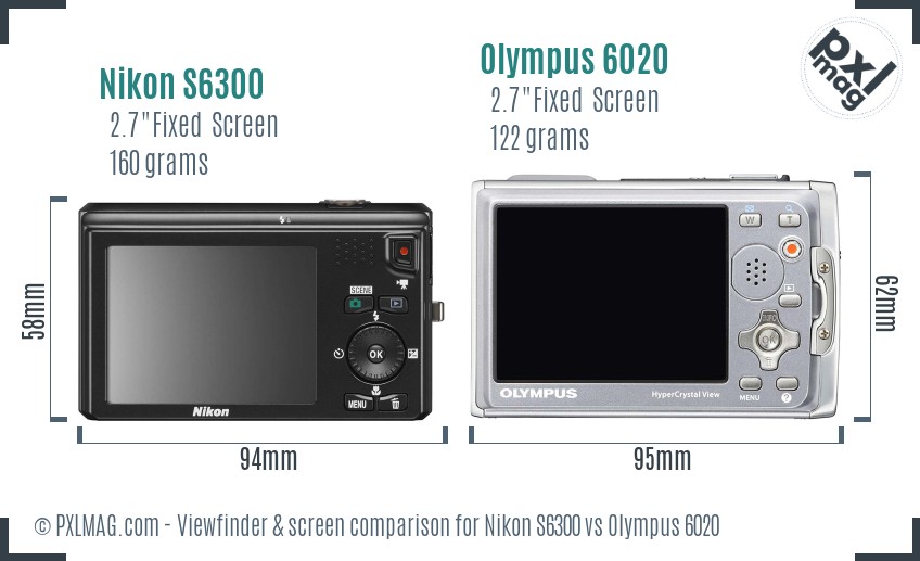 Nikon S6300 vs Olympus 6020 Screen and Viewfinder comparison