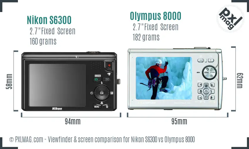 Nikon S6300 vs Olympus 8000 Screen and Viewfinder comparison