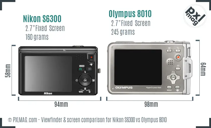 Nikon S6300 vs Olympus 8010 Screen and Viewfinder comparison