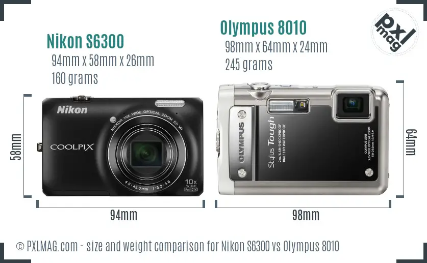 Nikon S6300 vs Olympus 8010 size comparison