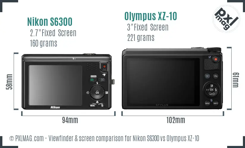 Nikon S6300 vs Olympus XZ-10 Screen and Viewfinder comparison