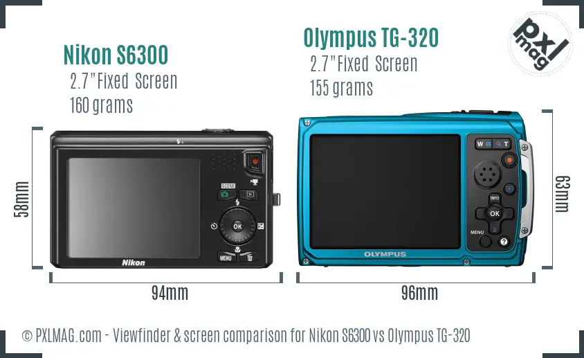 Nikon S6300 vs Olympus TG-320 Screen and Viewfinder comparison