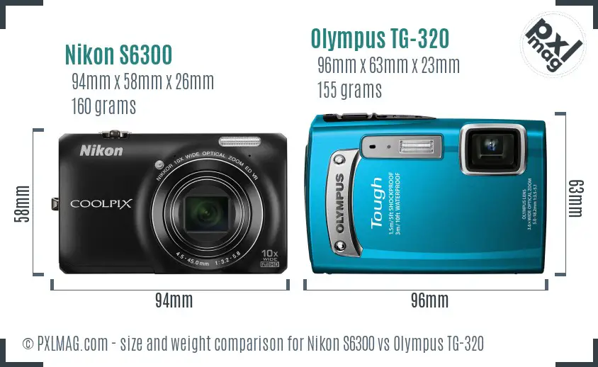 Nikon S6300 vs Olympus TG-320 size comparison