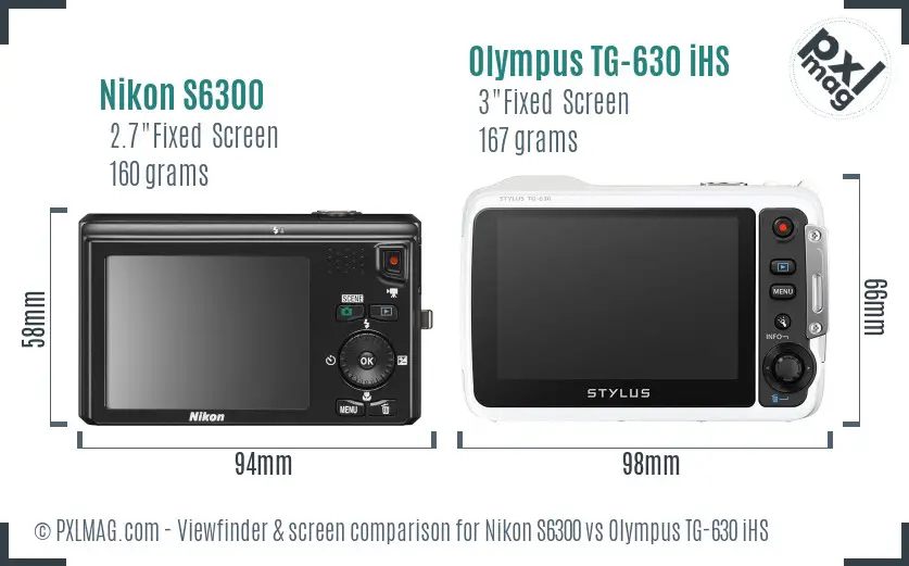 Nikon S6300 vs Olympus TG-630 iHS Screen and Viewfinder comparison