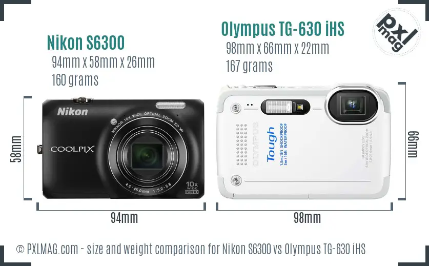 Nikon S6300 vs Olympus TG-630 iHS size comparison