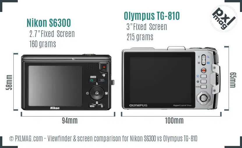 Nikon S6300 vs Olympus TG-810 Screen and Viewfinder comparison