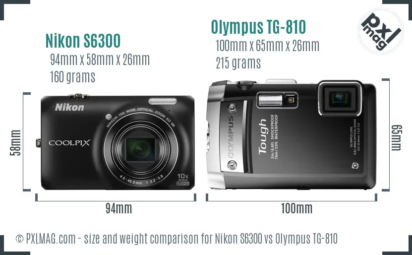 Nikon S6300 vs Olympus TG-810 size comparison