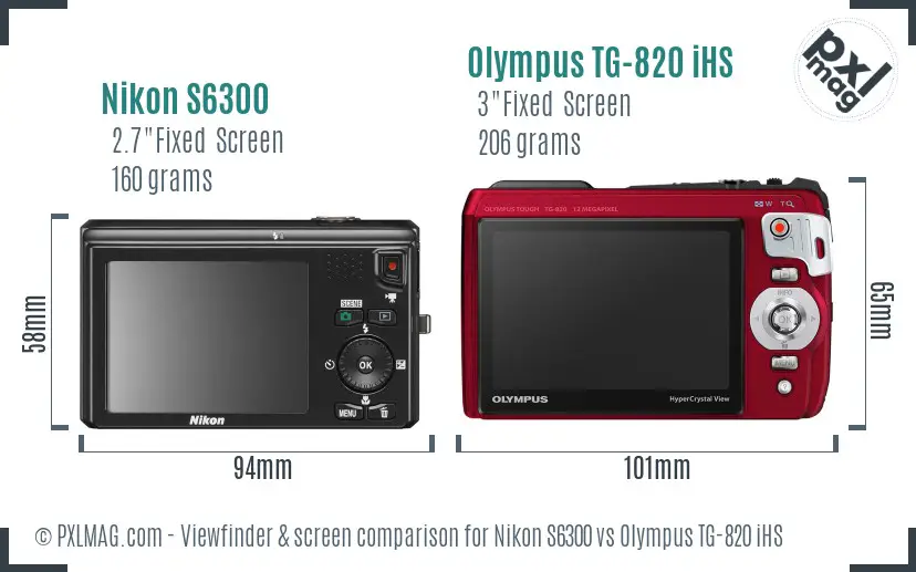 Nikon S6300 vs Olympus TG-820 iHS Screen and Viewfinder comparison