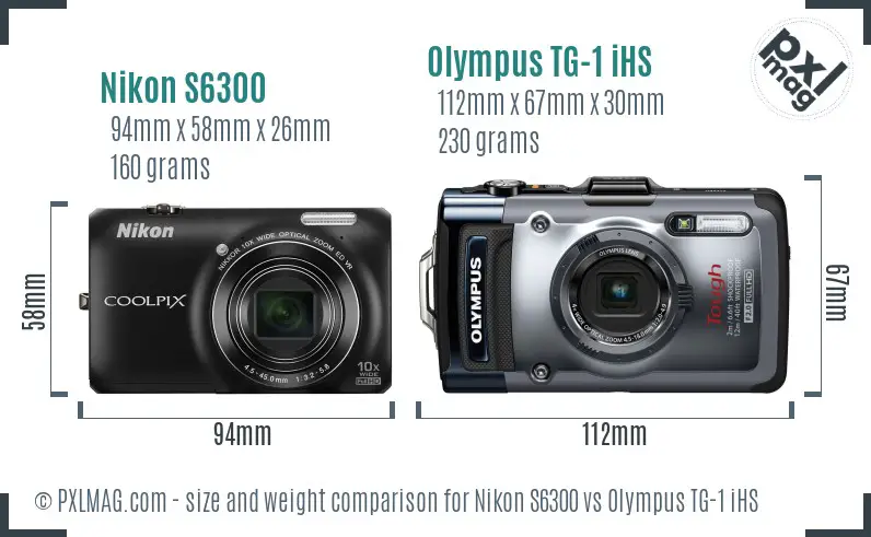 Nikon S6300 vs Olympus TG-1 iHS size comparison Nikon S6300 vs Olympus TG-1 iHS size comparison